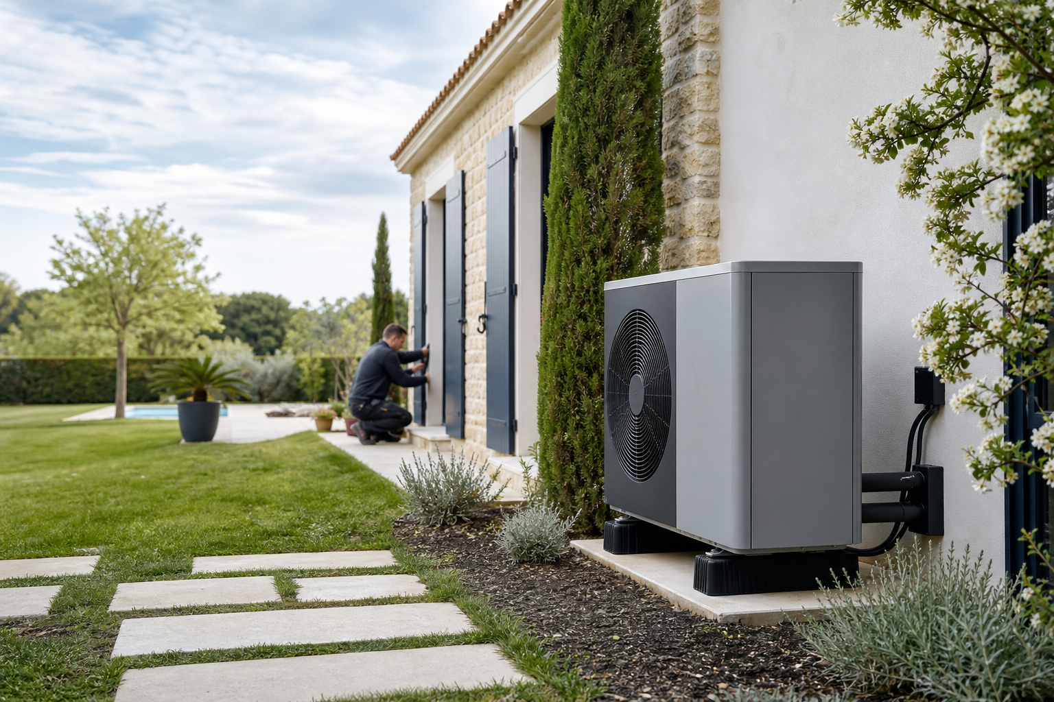 Maison individuelle adaptée à l’étude d’une pompe à chaleur air/eau